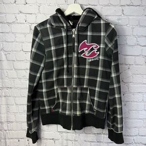Vintage Billabong Y2K Roxy Striped Sherpa Lined Full Zip Hoodie Size Large